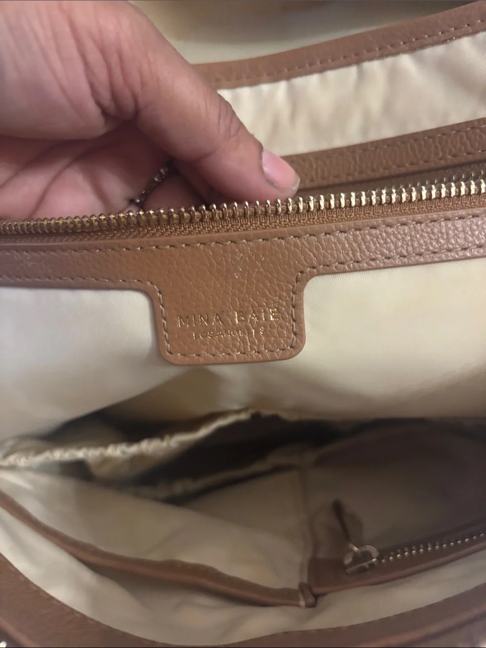 Mina Baie Cognac Leather Baby Backpack Diaper Bag